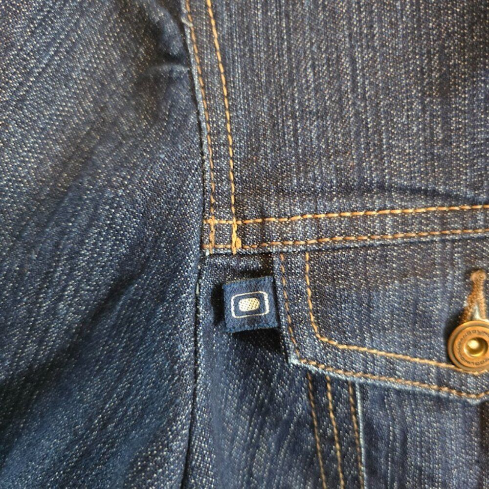 BANDOLINO SIZE LARGE BLUE DENIM JACKET FUNCTIONAL FRONT POCKETS BUTTON FRONT - Picture 5 of 8